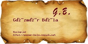 Gázmár Béla névjegykártya
